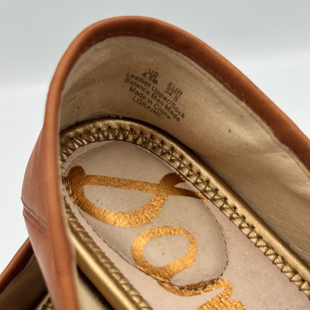 Sam Edelman Loraine Horsebit Loafer Saddle Tan Leather 4.5 EU 34.5 Old Money - Picture 3 of 16